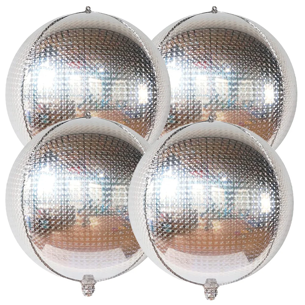 

4Pcs Disco Ball 22 Inch Silver Holographic Balloons Disco Birthday Iridescent Party Decorations Happy New Year Supplies