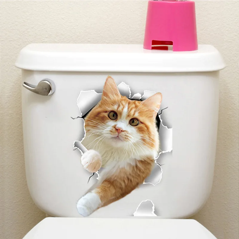 New Cartoon Toilet Sticker Toilet Bathroom Waterproof Self-adhesive Paper Cute Cat Expression Sticker S1091