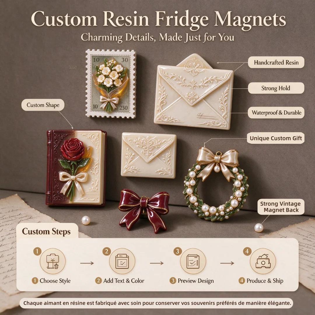 Personalized Epoxy Resin Coating Refrigerator Magnets With Custom Logo Printing 3D Stereo Magnetic Sticker For Home Decor Magnet