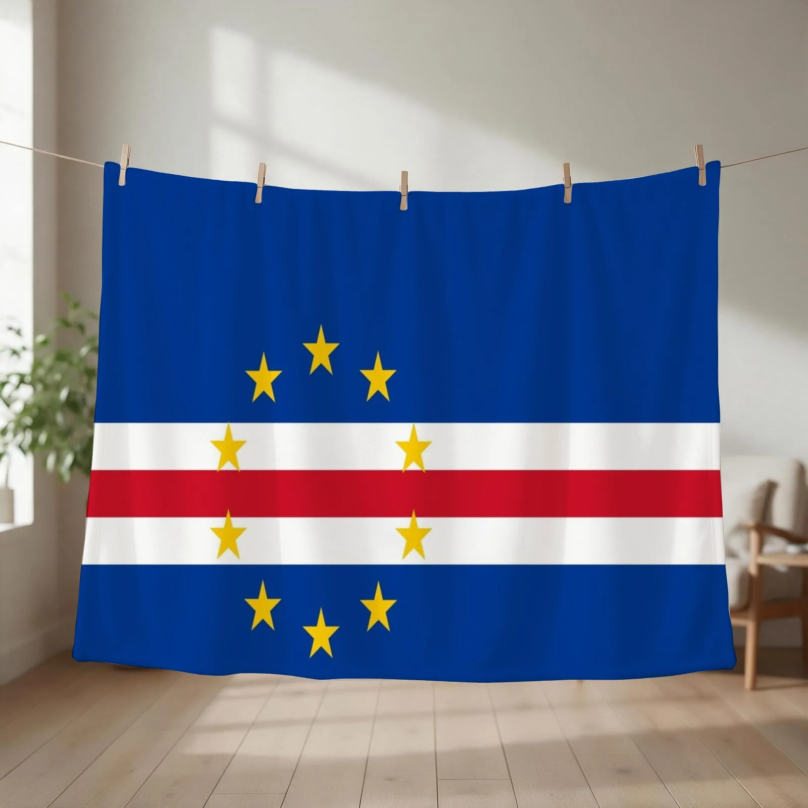 Flag Of Cape Verde Throw Blanket couch cozy soft plush fuzzy picnic outdoor blanket