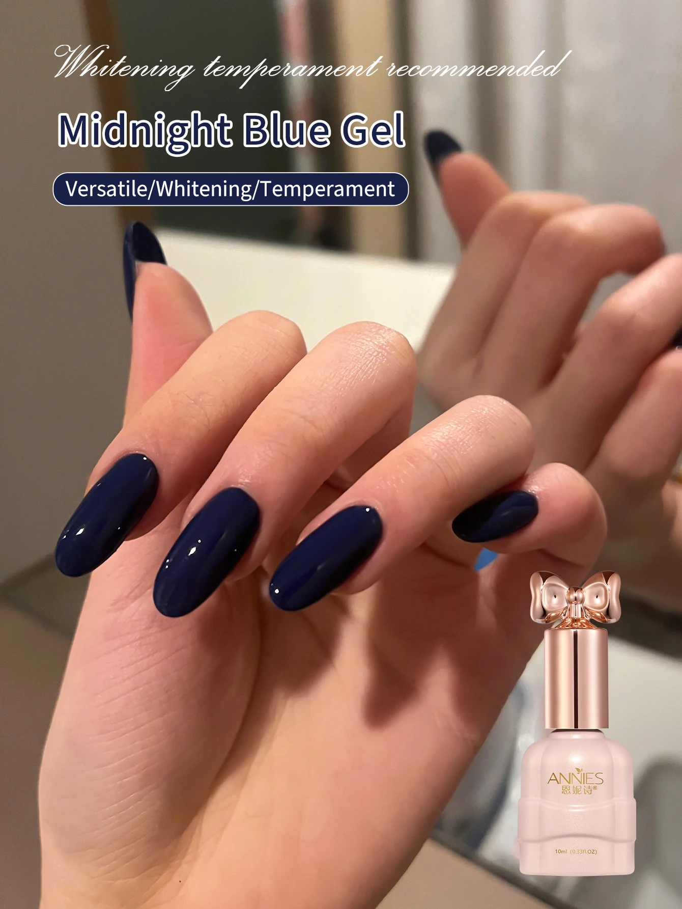 10ml Dark Blue Gel Nail Polish, 1Pcs Ocean Blue Gel Polish Soft Pale Color High Gloss Soak Off U V Nail Manicure Salon DIY