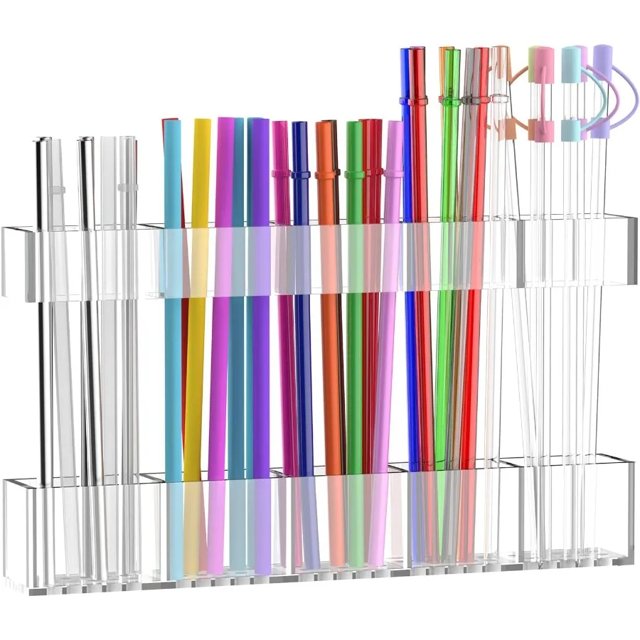 

Straw Holder for Cabinet Door 9.6 Adjustable TwoPart Large Acrylic Straws Organizer with Ultra Sticky Adhesive Strips 2025 Reus