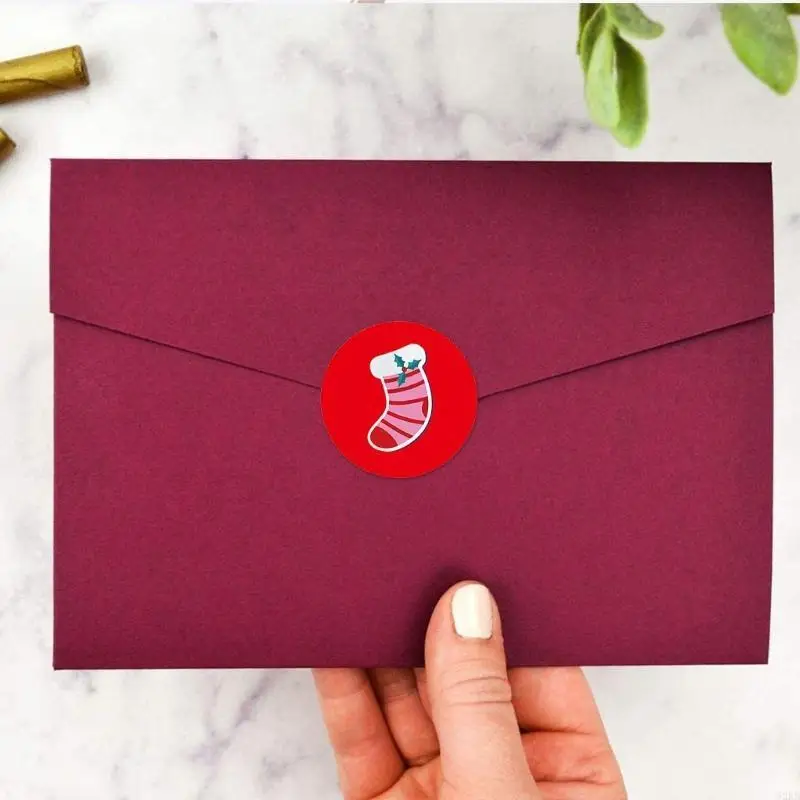 62KD Roll of 500Pcs Christmas Stickers Thank You Cards Gift Box Decorations