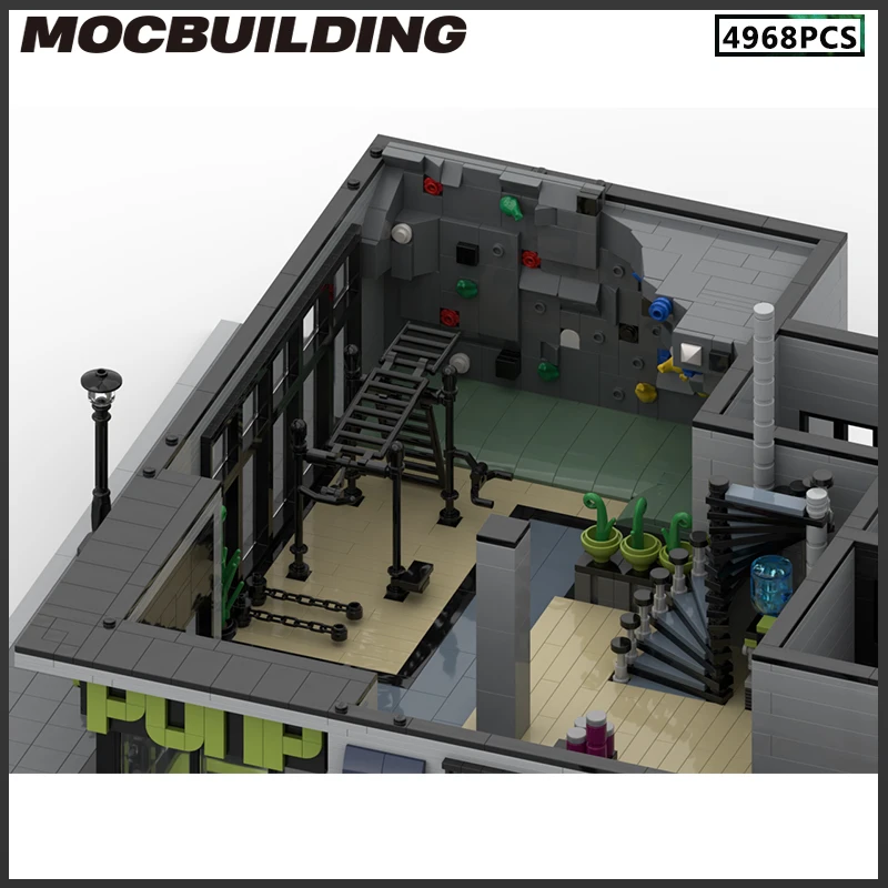 MOC Building Blocks Fitness Center Gym Urban Architecture Streetscape Model Bricks Creative Assembly Toys Birthday Gift Present