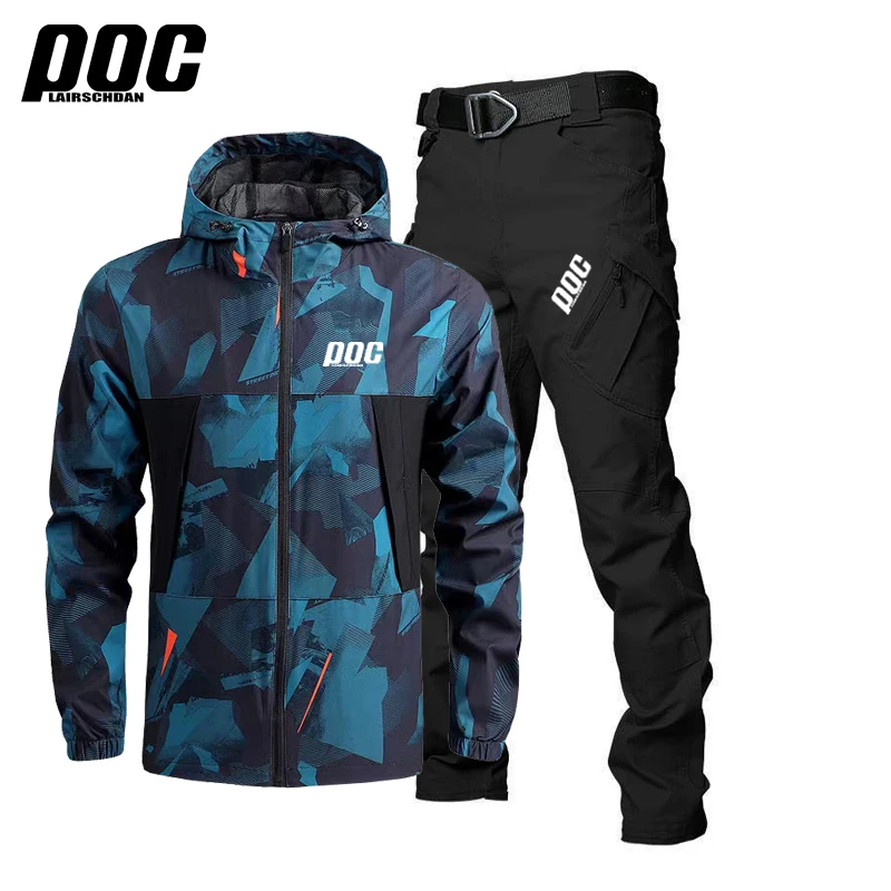 

LairschDan POC Men Cycling Jacket Set Windproof MTB Raincoat Motorcycle Road Downhill Bicycle Clothing Mountain Bike Windbreaker