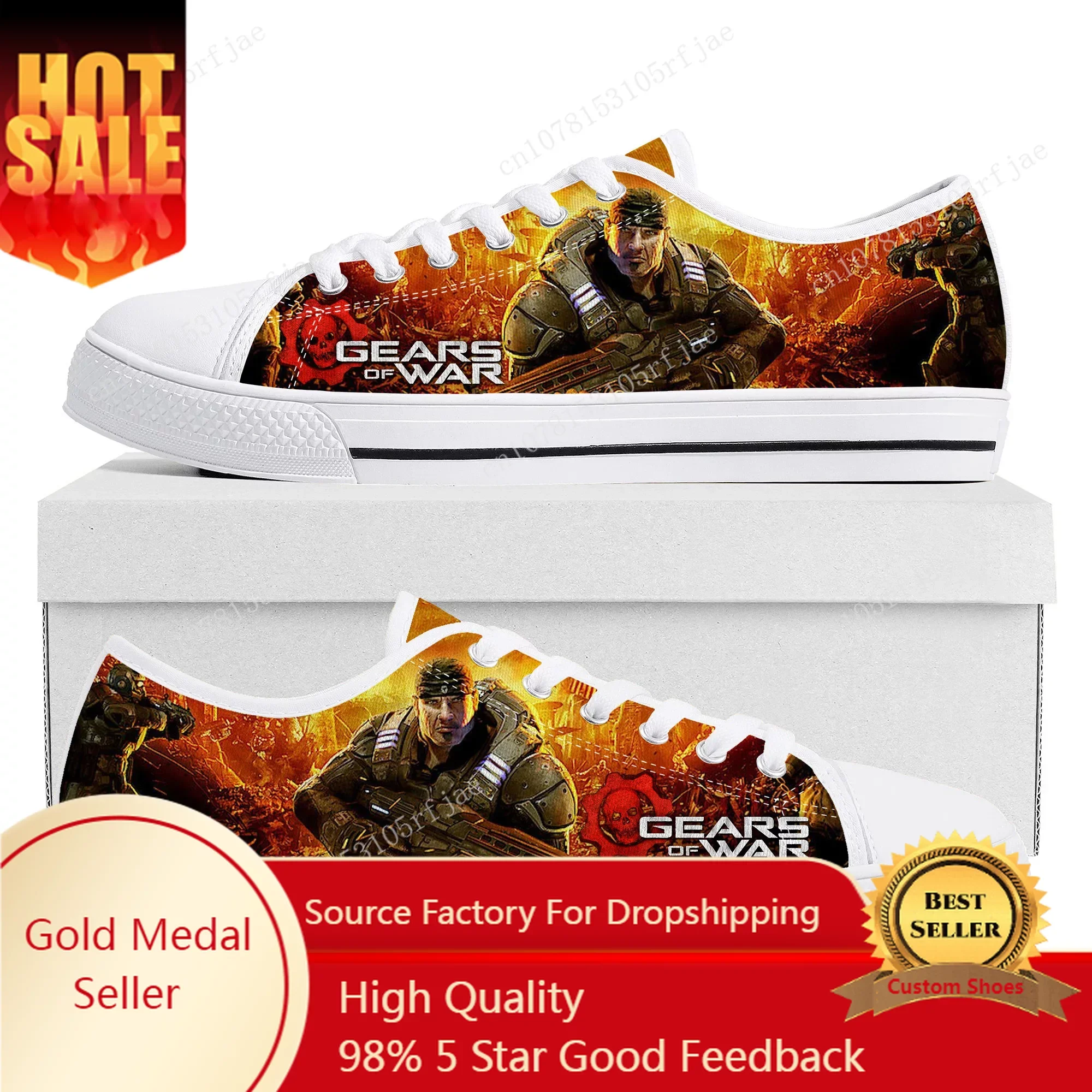 

G-Gears O-Of W-War Low Top Sneakers Cartoon Game Women Men Teenager High Quality Canvas Sneaker Couple Fashion Custom Built Shoe