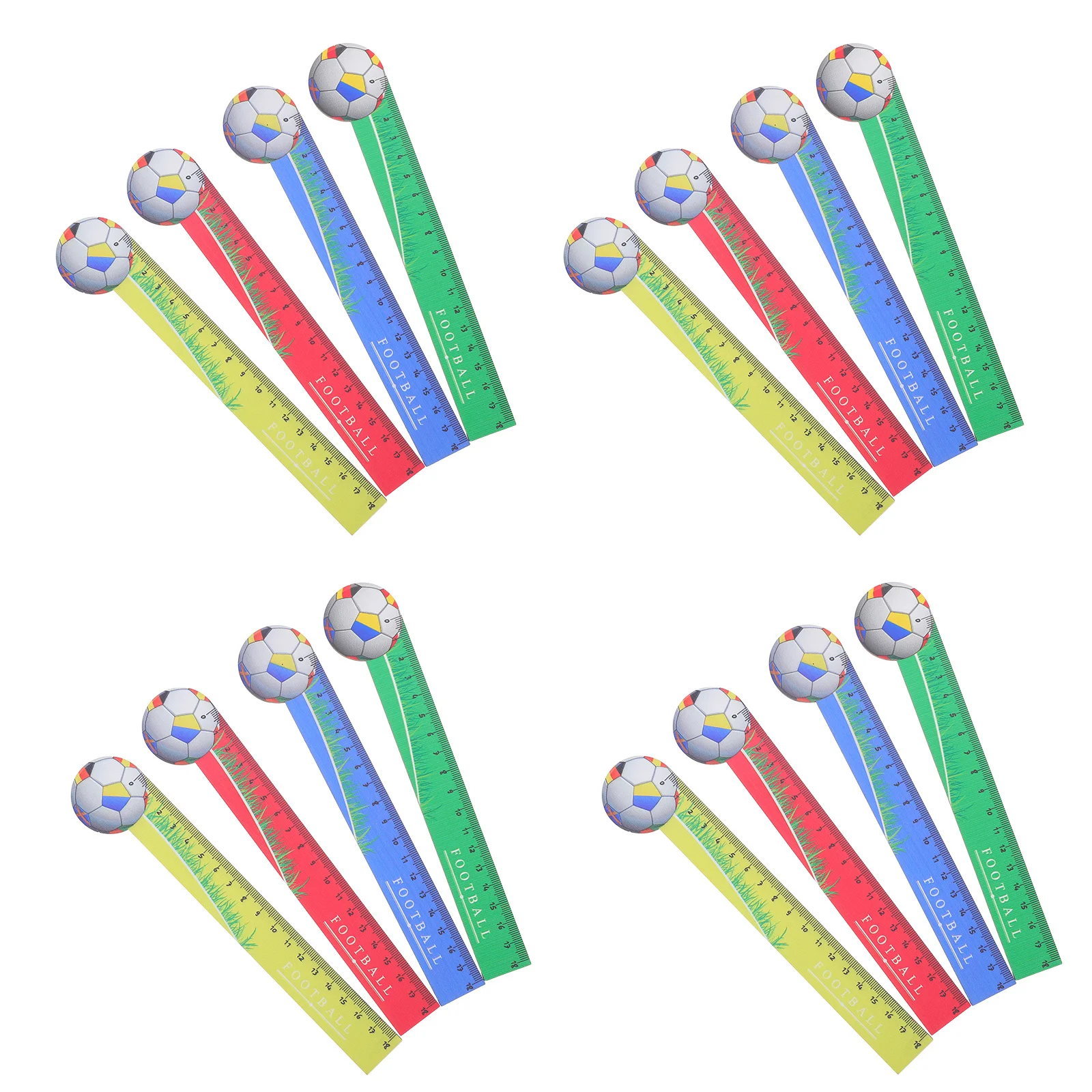 20 Pezzi Righelli Cartoon a Tema Calcio, Righello in Legno 18cm, Materiale Scolastico, Premio per Studenti, Strumento di Apprendimento