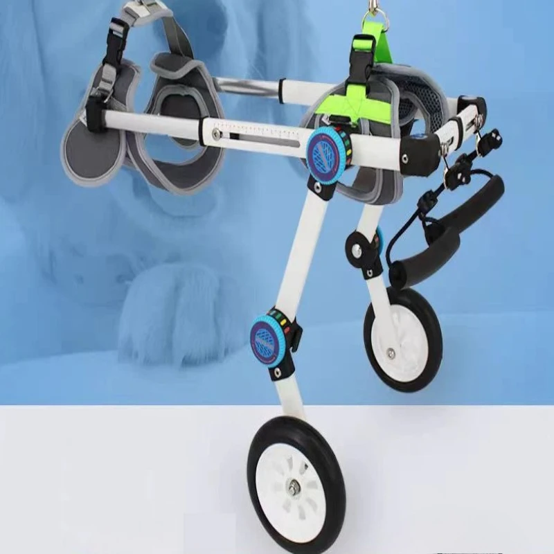 Upgraded Foldable Pet Wheelchair-Lightweight Aluminum Alloy Mobility Aid for Dog & Cat with Rear Leg Support Easy Storage Design