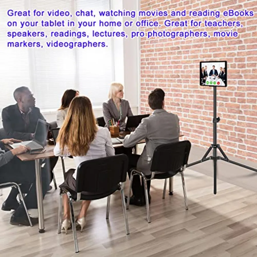 iPad三脚スタンド、高さ65インチ調整可能iPadスタンドホルダー、iPadフロアスタンド、360度回転iPad三脚マウント付き（iPad用）