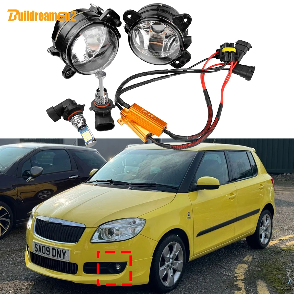 

2 Pieces Car Right + Left Fog Light Assembly Daylight with 9006 LED Bulb For Skoda Fabia Mk2 2007 2008 2009 2010