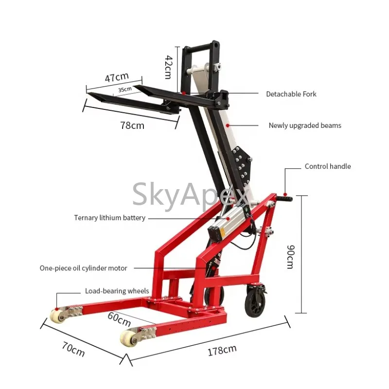 Professional SUNRISE Electric Forklift With 500KG Capacity Lithium-Ion  Battery Multi-Terrain Adaptability For Material Handling