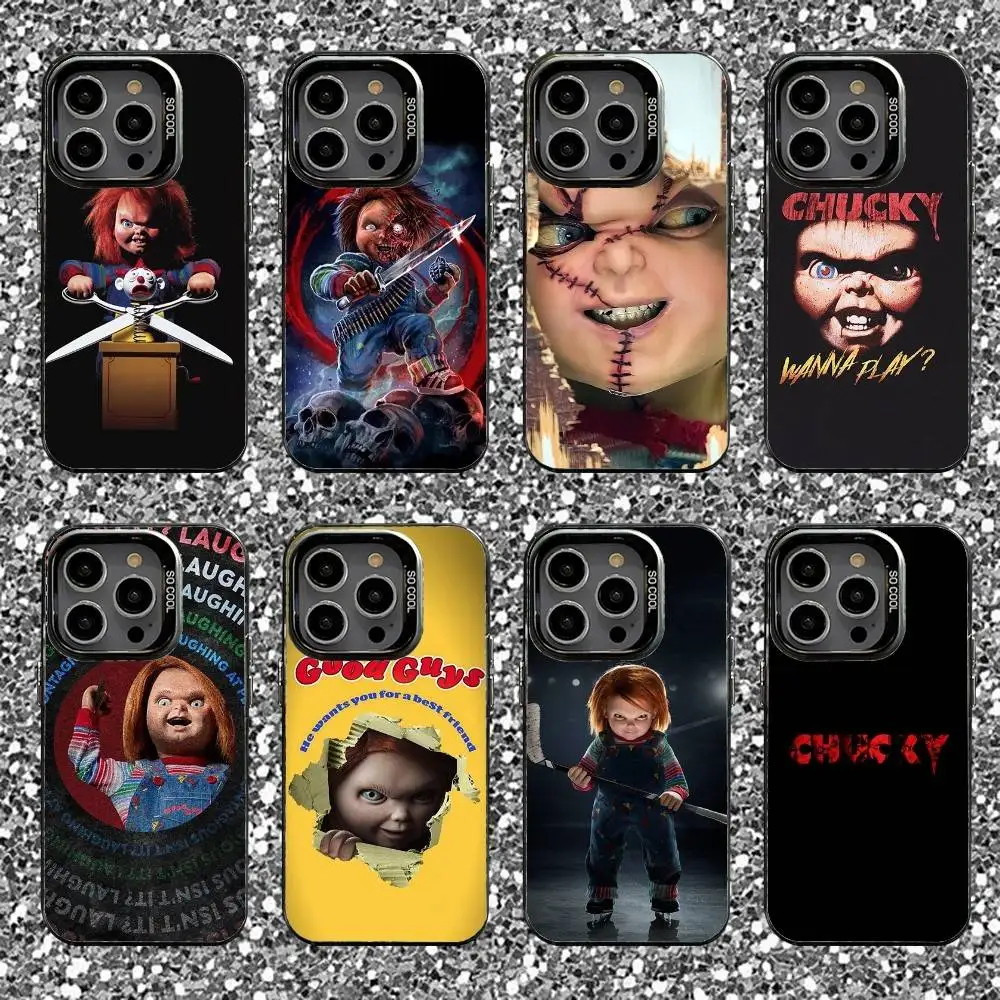 

Chucky Phone Case For iPhone 16,15,14,13,12,11,Pro,XS,Max,Plus,Mini,SE Black Candy Matte Shockproof Cover