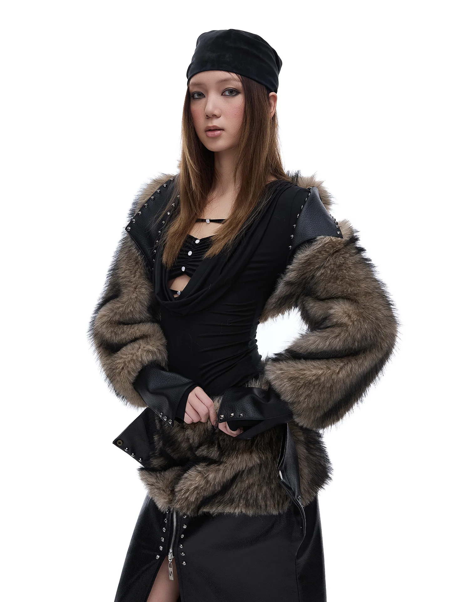 

Куртка женская Starttheengine Original Spicy Girl в американском ретро-стиле, экологичная, с меховыми вставками, тяжелая, с заклепками, модная