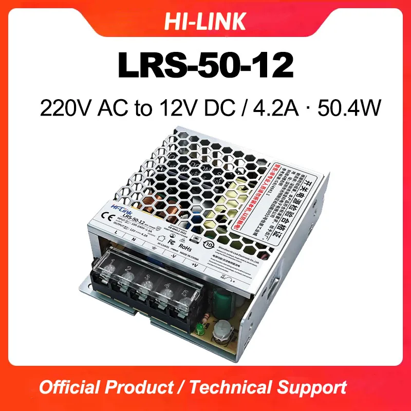 Hilink LRS-50 LRS-50-3.3 LRS-50-5 LRS-50-12 LRS-50-15 LRS-50-24 LRS-50-36 LRS-50-48 50W High Efficiency Switching Power Supply