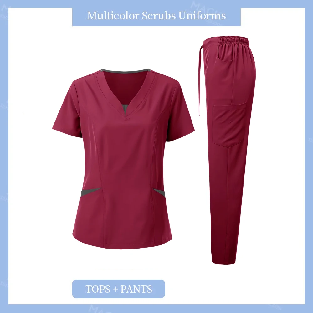 Le donne all'ingrosso indossano tute scrub medico ospedaliero uniforme da lavoro medico chirurgico multicolore unisex uniforme accessori per infermiere