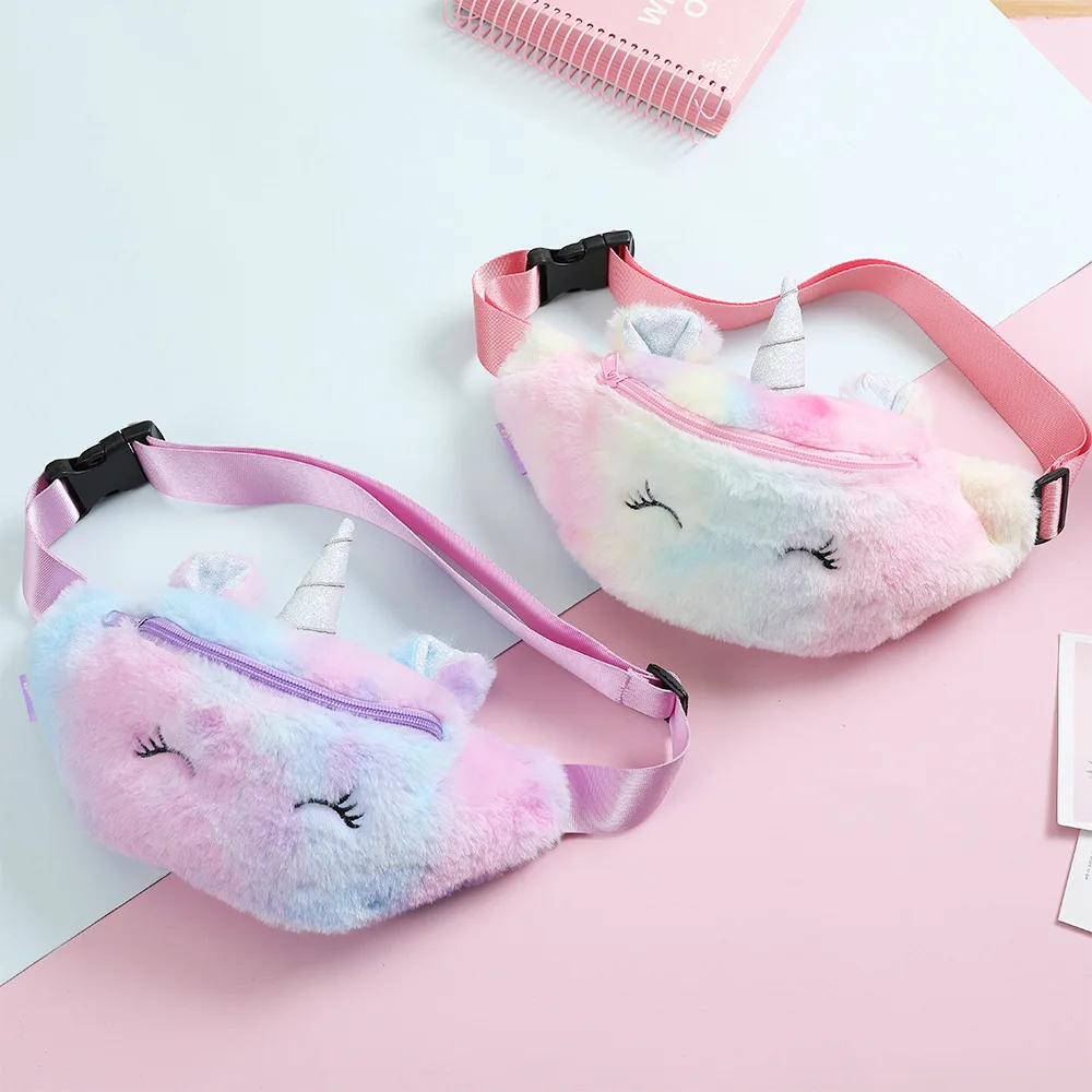 Kawaii Cartoon Unicorn Waist Bag For Children, Cute Plush Fanny Pack Chest Bag, Girl's Birthday Gifts