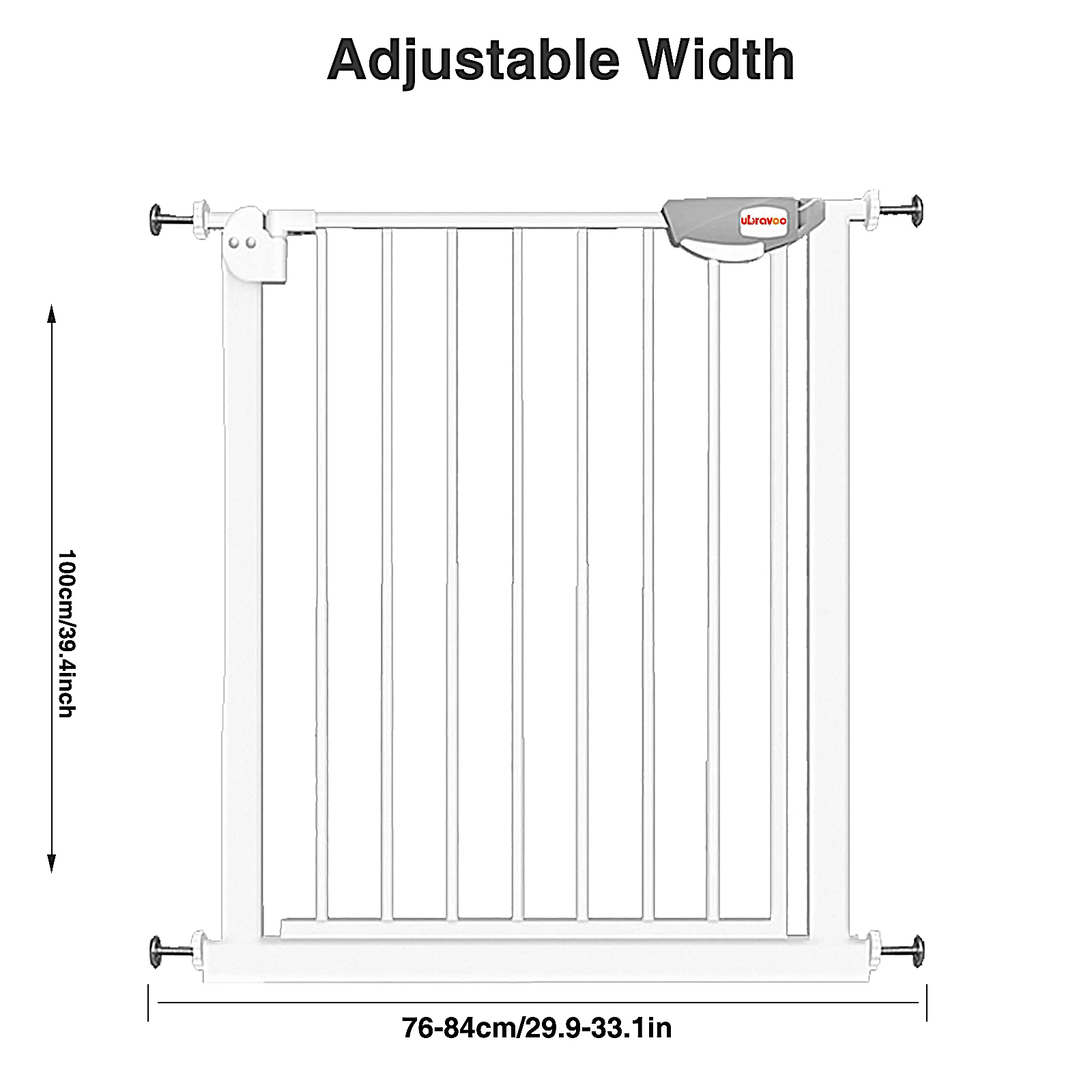 UBRAVOO Baby Gate for Doors and Stairs, Height 100 cm, Safety Pet Gate,  Automatic Closure, Triple Locking, JLB-MD01