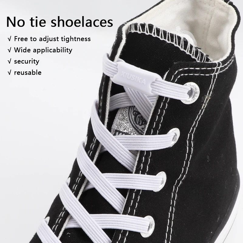 Elastic Shoelaces Plastic Buckle Flat Shoe Laces Without Ties Man And Woman For Sneakers Lazy Shoes Lace Rubber band 24 Colors