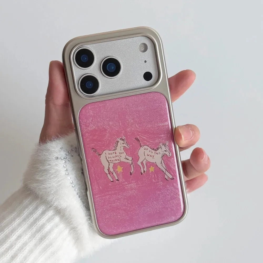 Luxus-Pink-Lucky-Pony-Star-Handyhülle für iPhone 17 17e 16e 16 15 14 13 12 11 Air Pro Max XXR 87 Plus Galvanisiert mit Tropfkleber – Detail 3