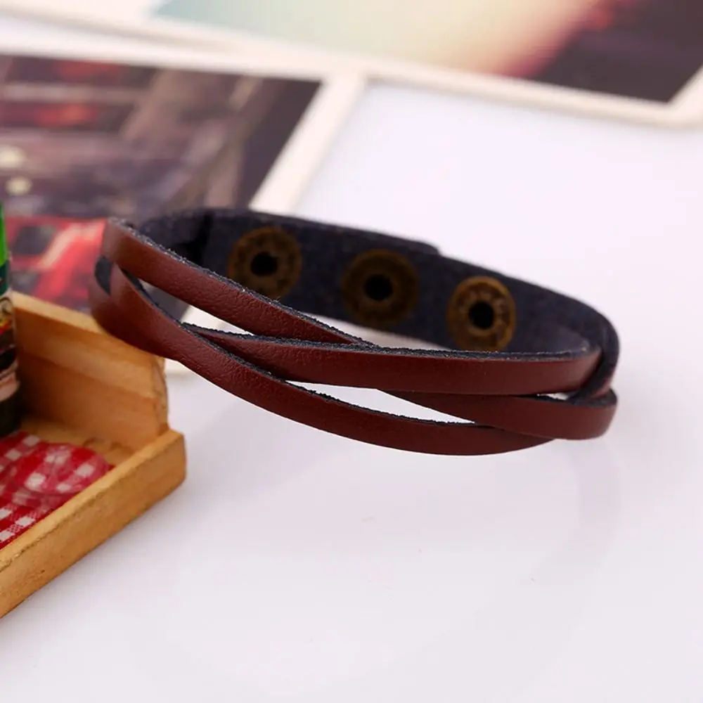 Fashion PU Leather Woven Bracelet Minimalism Buckle Design Leather Hand Chain Multicolor Handmade Men's Wrist Strap Girl