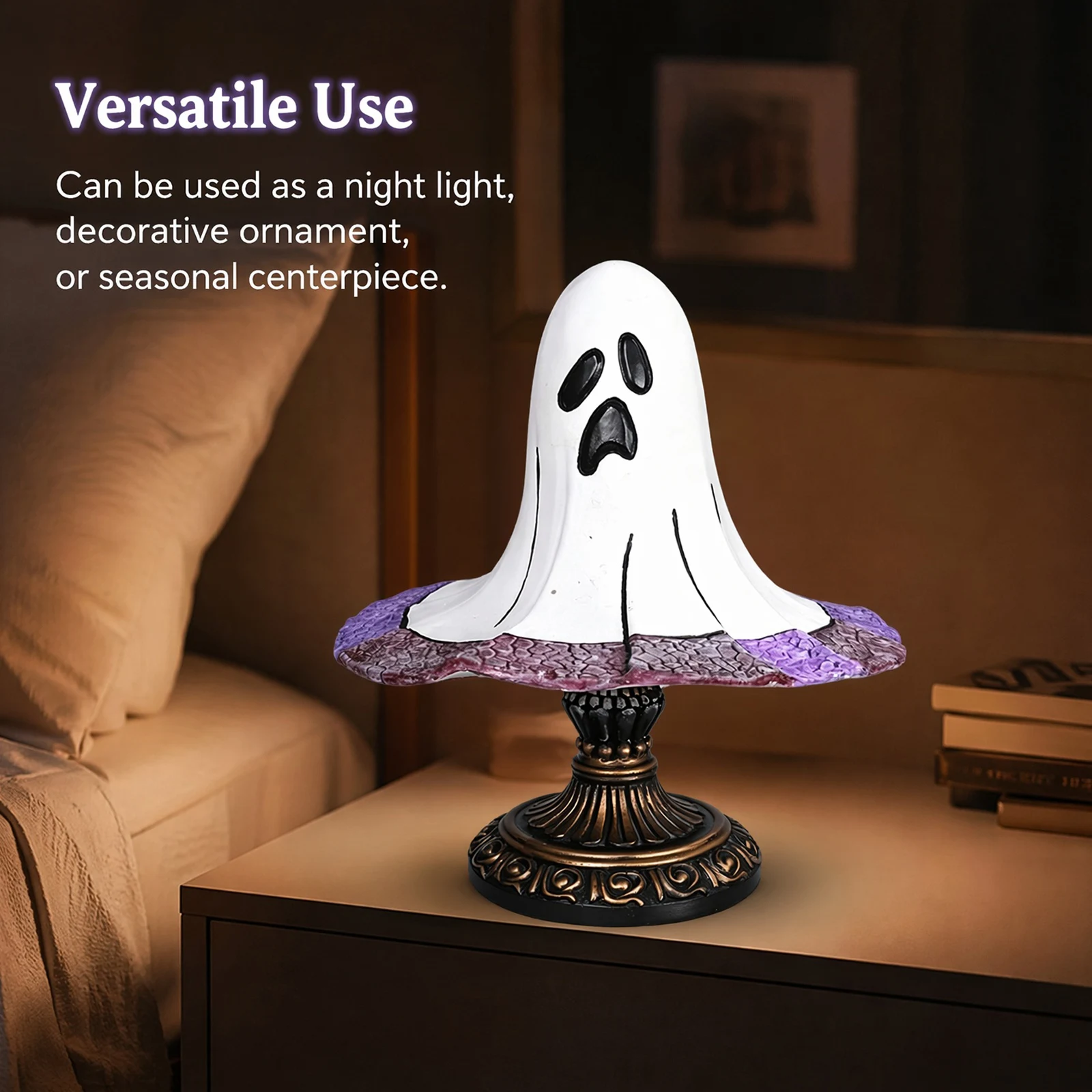 Gothic Witch Hat Pumpkin Resin Night Light Warm Enchanting Glow & Versatile Spooky Lamp for Halloween Home Decoration