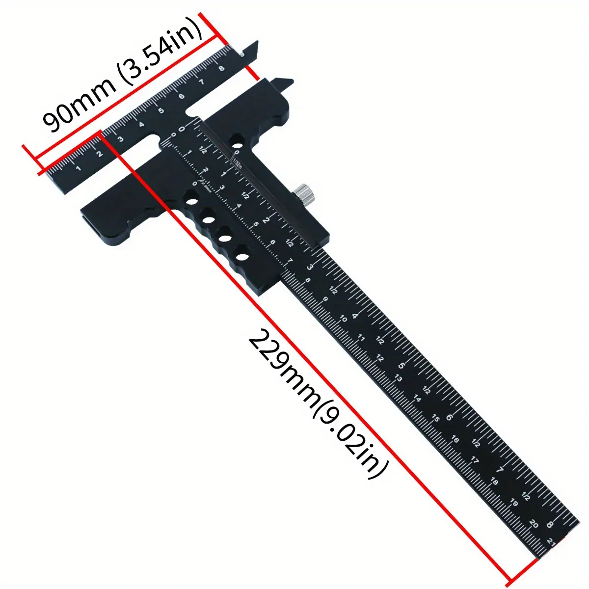 Aluminiumlegierung Holzbearbeitungs-Markierlehre – Verstellbare Gleitmarkierlehre mit T-Winkel, Mess- und Anreißlineal – Detail 2