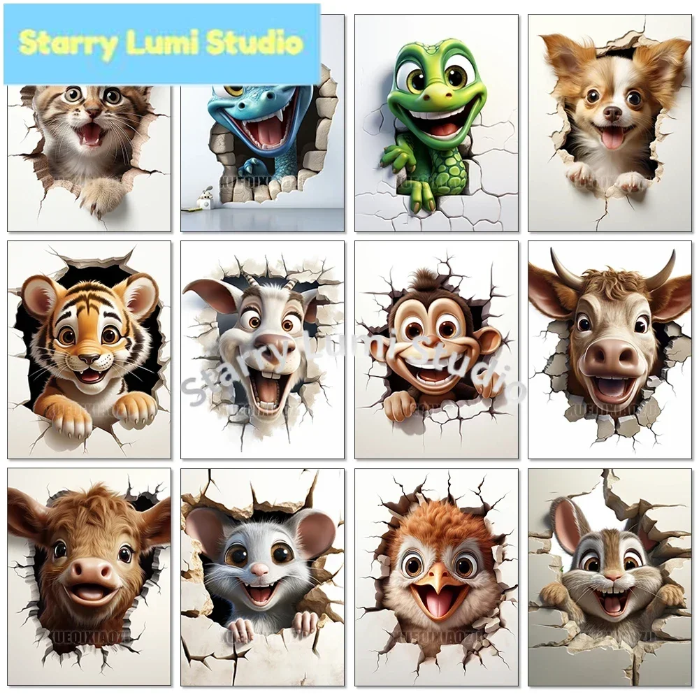 DIY Diamond Embroidery Dog Dinosaur Animal Full Square Drill Kits Painting Cartoon  Novelty Mosaic Bedroom Children's Gifts