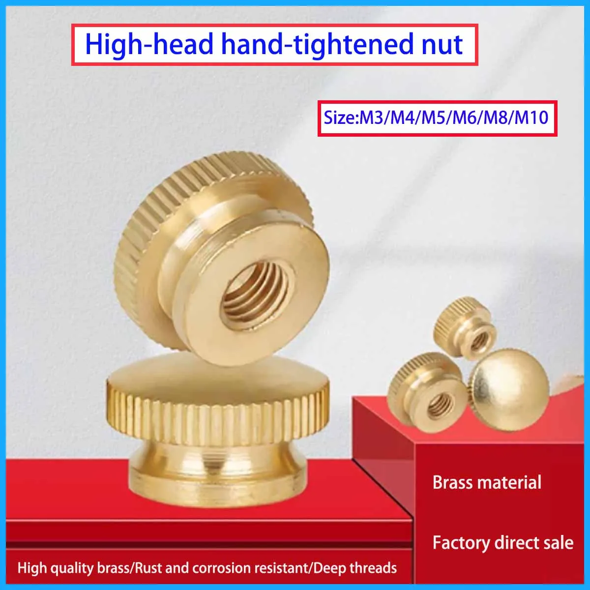 10PCS/20PCS Brass Natural Color High Head Hand Twisted Nut, Copper Step Embossed Decorative Nut M3M4M5M6M8M10