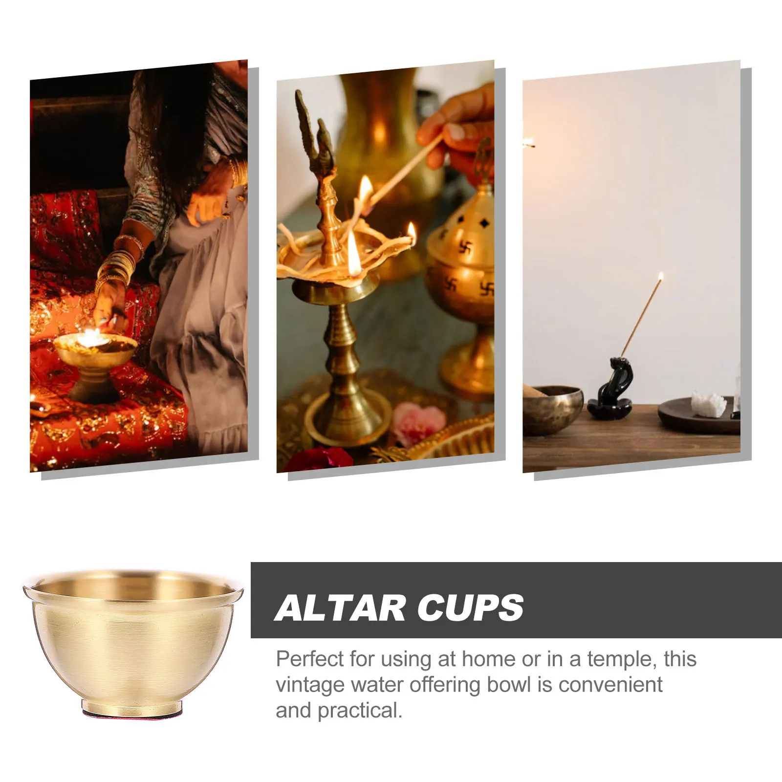 

Compact Brass Offering Bowl Sturdy Corrosion Resistant Smooth Polished Edges for Home Temple Worship Copper Bowl