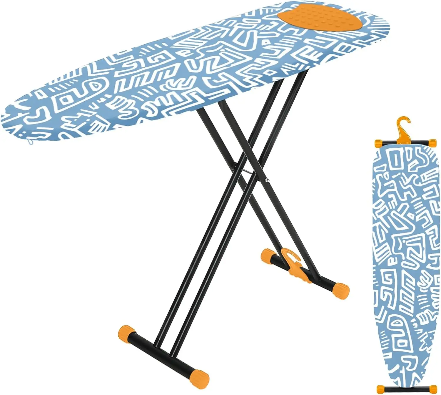 

54x14" Ironing Board with Adjustable Height, Thick Padded Cover, Foldable for Compact Storage, Blue