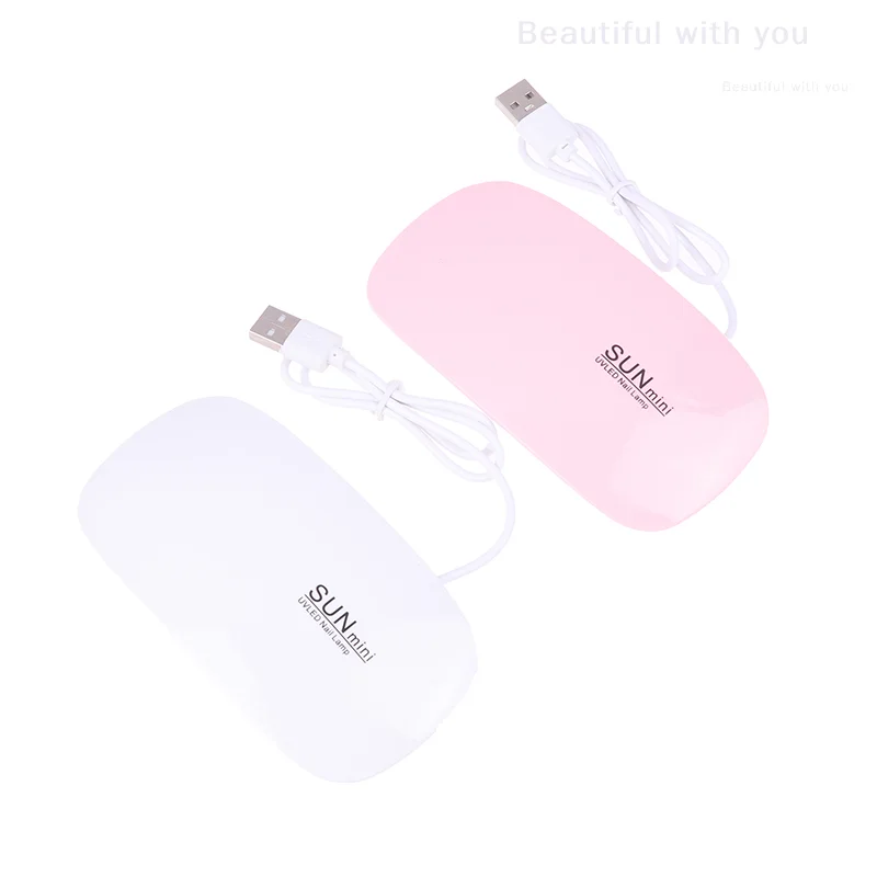6W Mini Nagellamp UV LED Gel Polish Uitgeharde Roze Witte Nagel Droger Machine Draagbare USB Kabel Thuis nagels Droog Tool Voor Gel Vernis