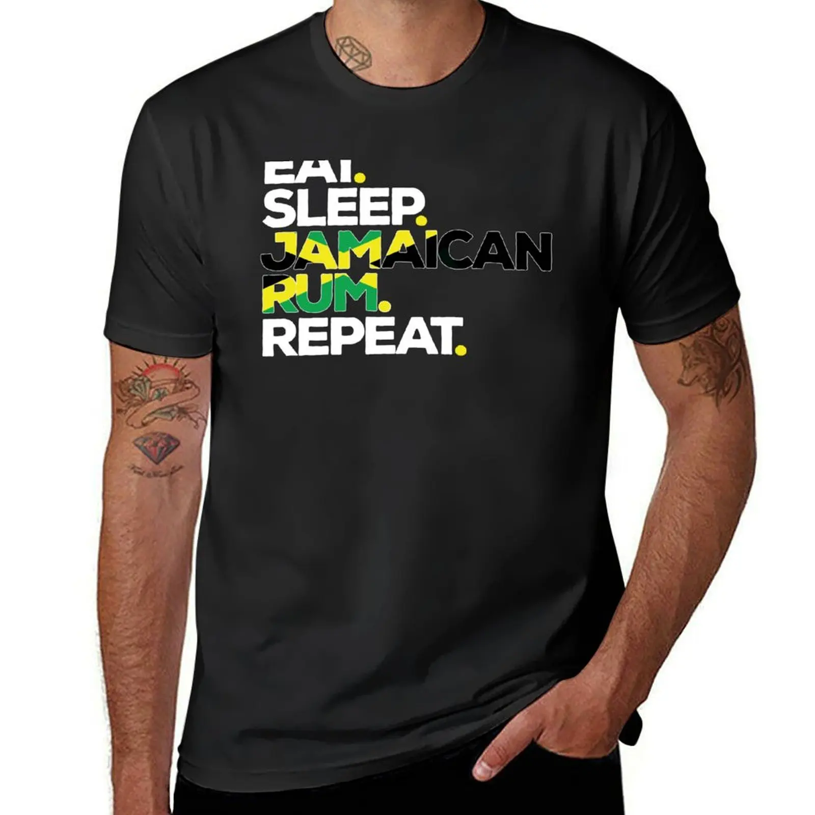 Eat Sleep Rum Repeat | Jamaican Drinks | Big Up Jamaica Drinks T-Shirt quick drying sublime blacks mens graphic t-shirts funny