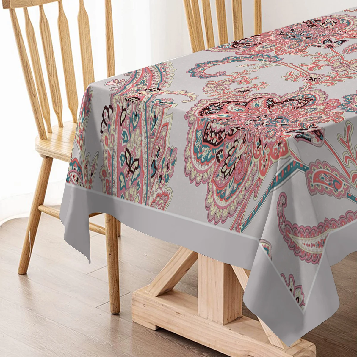 Paisley Flower Peony Household Anti-fouling Tablecloth Rectangular Coffee Table Waterproof and Oil-proof Fabric Mantel Mesa