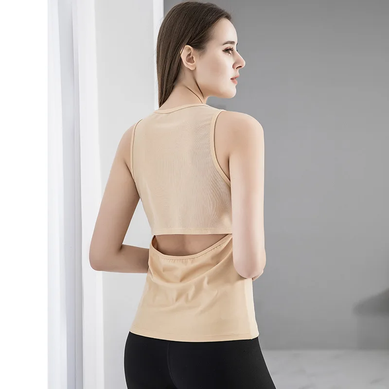 Woman Outdoor Sex Top Sport Gym Fitness Shirts Breathable Fast Dry Sleeveless Backless Jogging Stretch Into Chest Easily Crops
