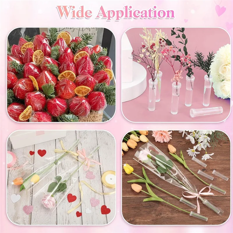 ABDJ-50 peças manga única rosa com tubos de água florais para buquês dia dos namorados dia das mães para o dia dos namorados da mãe