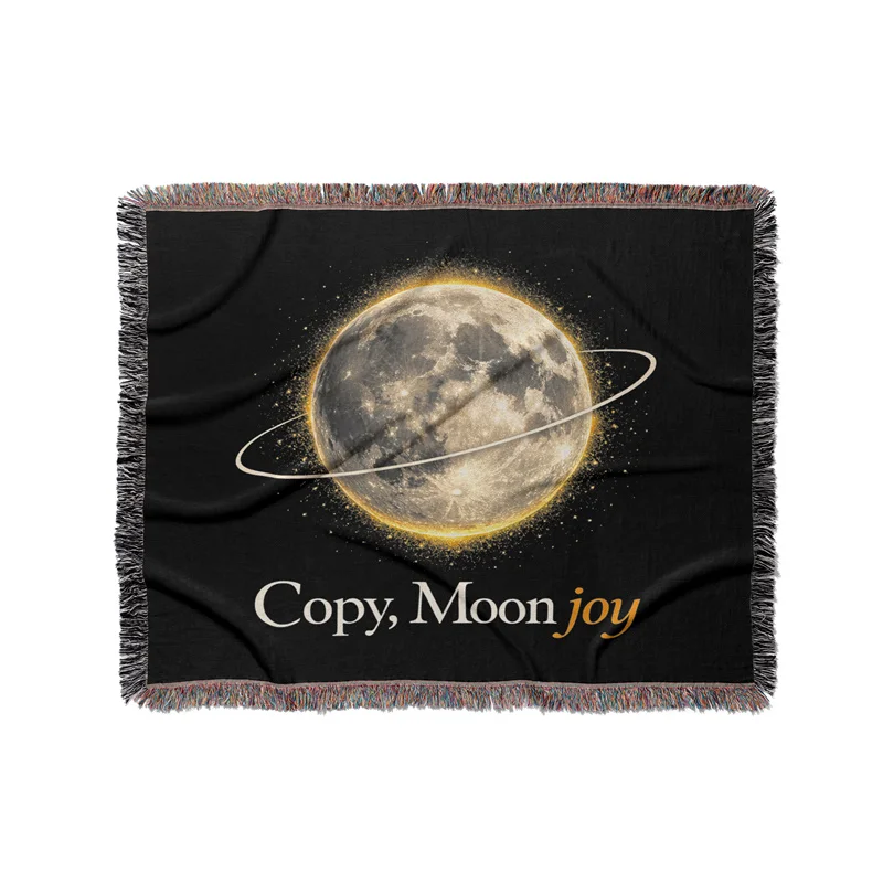 Gaslight Gatekeep Girlboss Copy Moon Joy Funny Lunar Quote Graphic Jacquard Fringed Woven Throw Blanket with Tassel