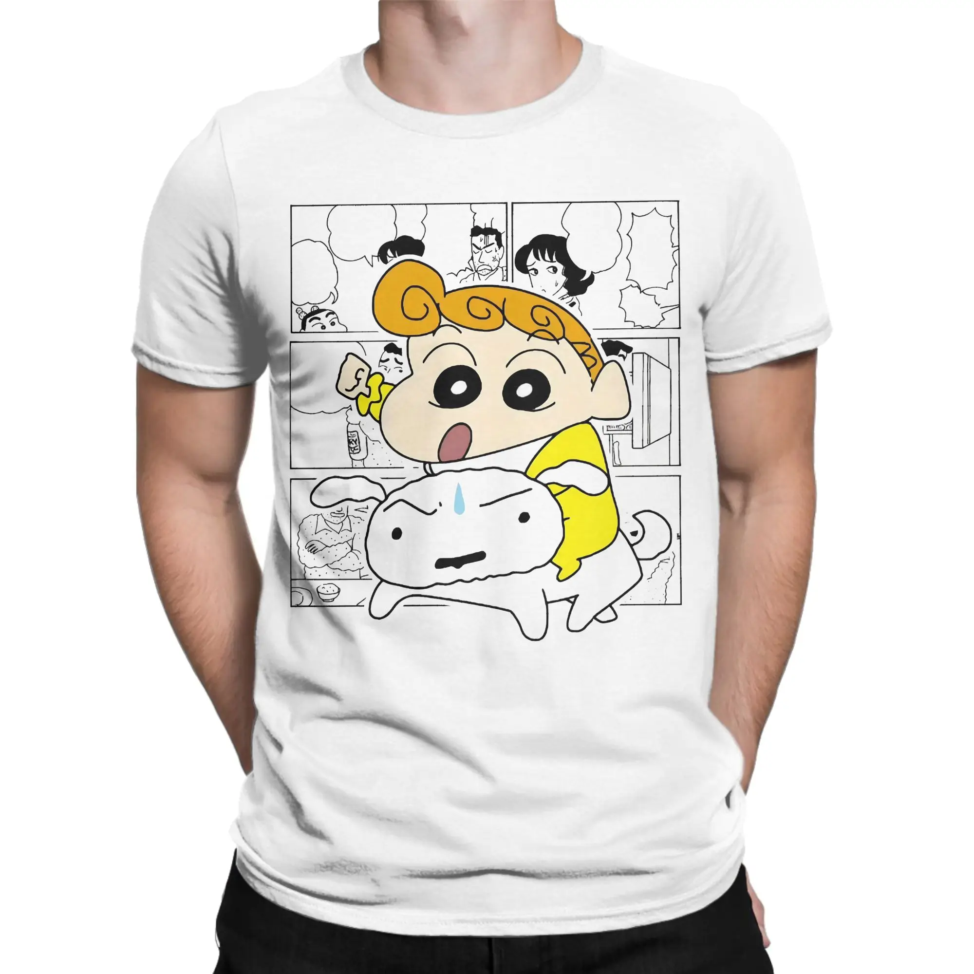 Retro C-Crayon S-Shin-chans T-Shirt Unisex Round Neck Short Sleeve Clothes Shiro Hima‑chan  Cotton Summer Tops Shirts