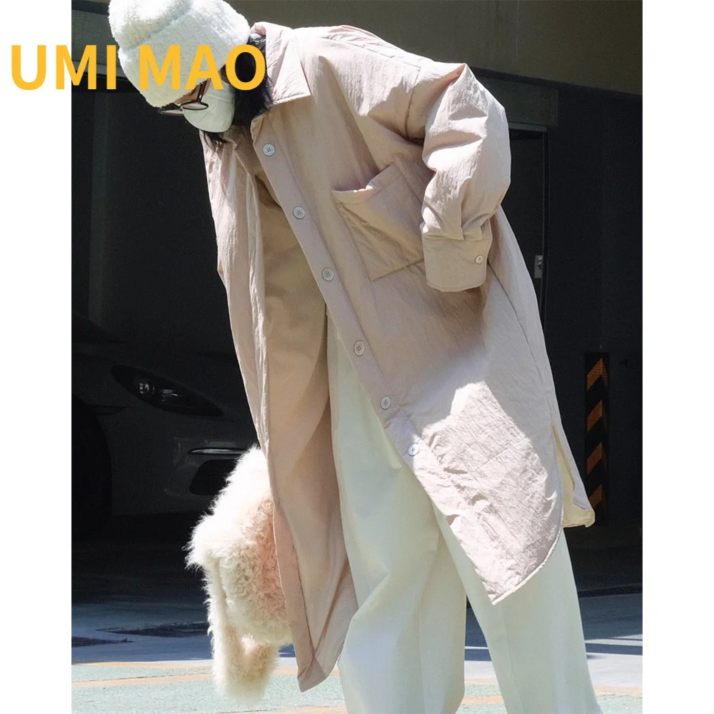 UMI MAO Winter Jacket Women New Japanese Casual Wind Small Lapel Cotton Wind Warm Show Thin Long Coat Female Thick Femme