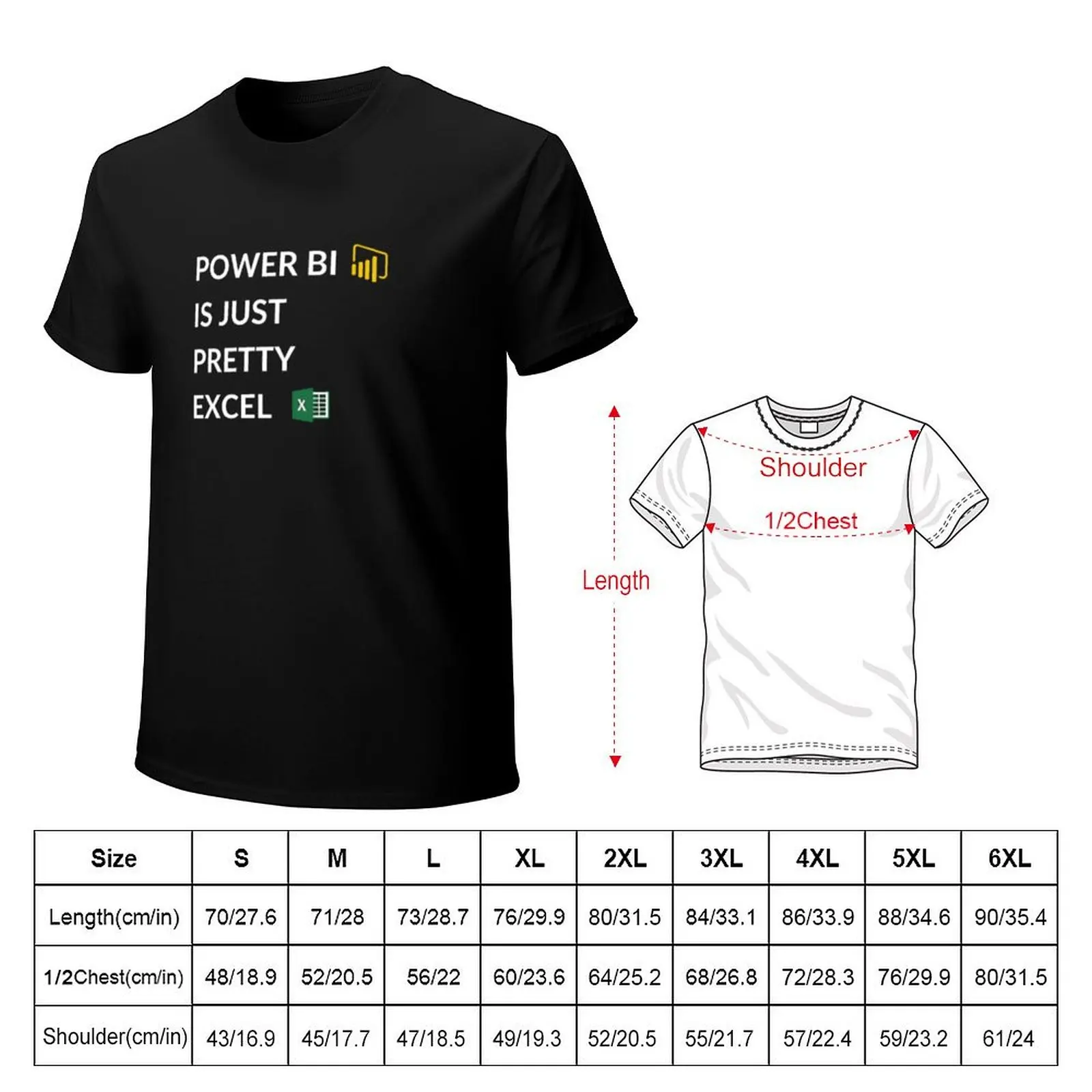 EXCEL VS. POWER BI MICROSOFT OFFICE T-Shirt Work Casual Loose Fit T-Shirt