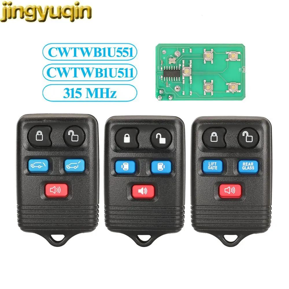 

Jingyuqin 5 Buttons Remote Car Key Fob 315Mhz CWTWB1U551/CWTWB1U511 For Ford E150 E250 F-150 Focus Escape Kuga Mustang