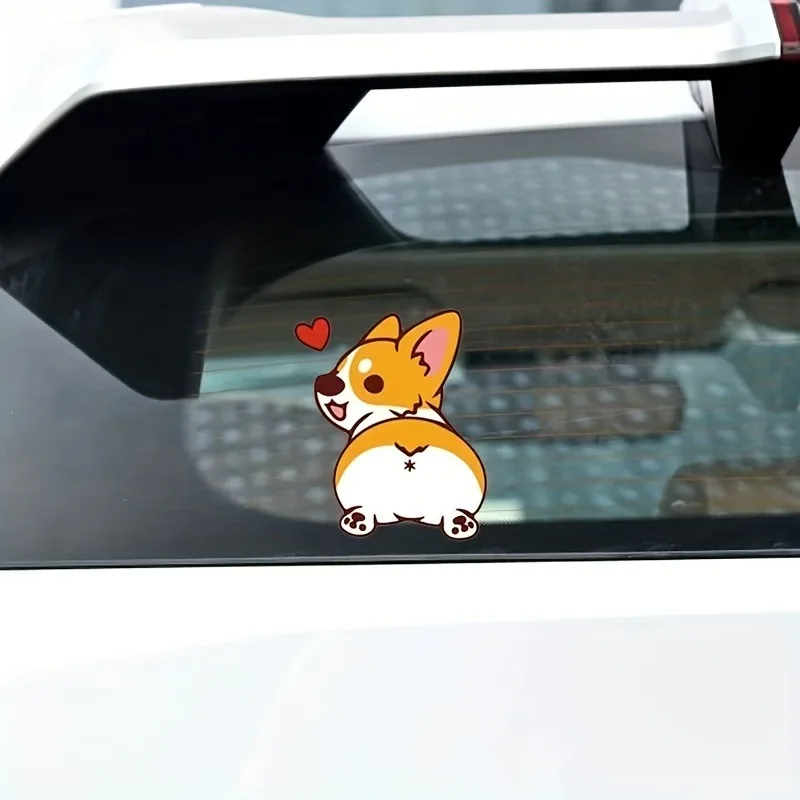 1pc Car Cartoon Car Sticker Corgi Sticker Electric Car Motorcycle Rain Auto Sticker for Window Body Decor Helmet Sticker