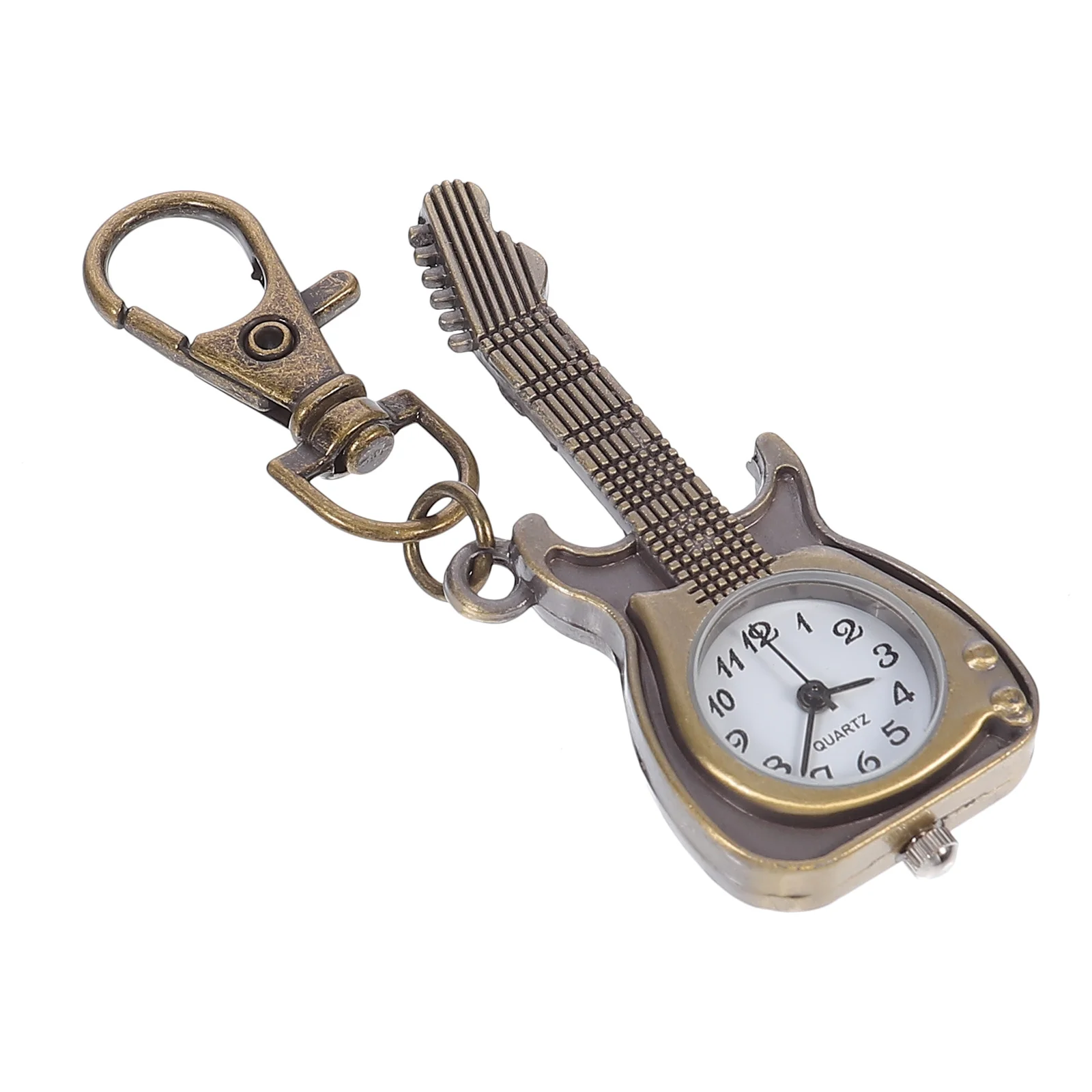 

Retro Quartz Guitar Shape Pocket Watch Keychain Hanging Watch Vintage Unisex Pendant Accessory Clothing Accessories