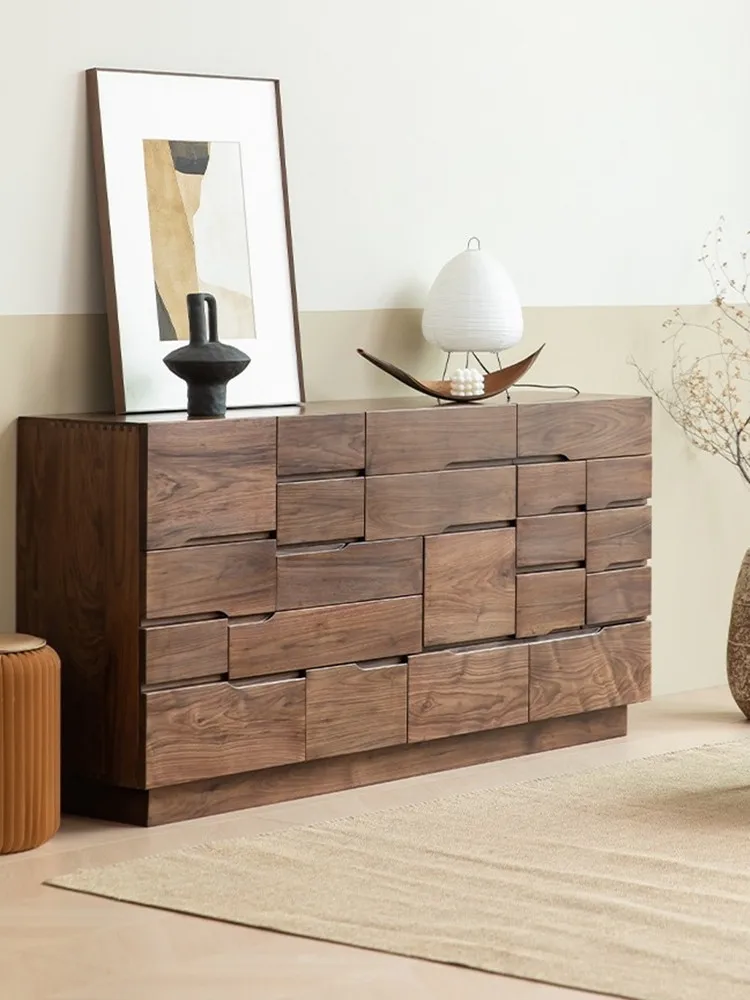 Storage solid wood bedside cabinets, drawer cabinets, Japanese Nordic oak multi-bucket storage cabinets