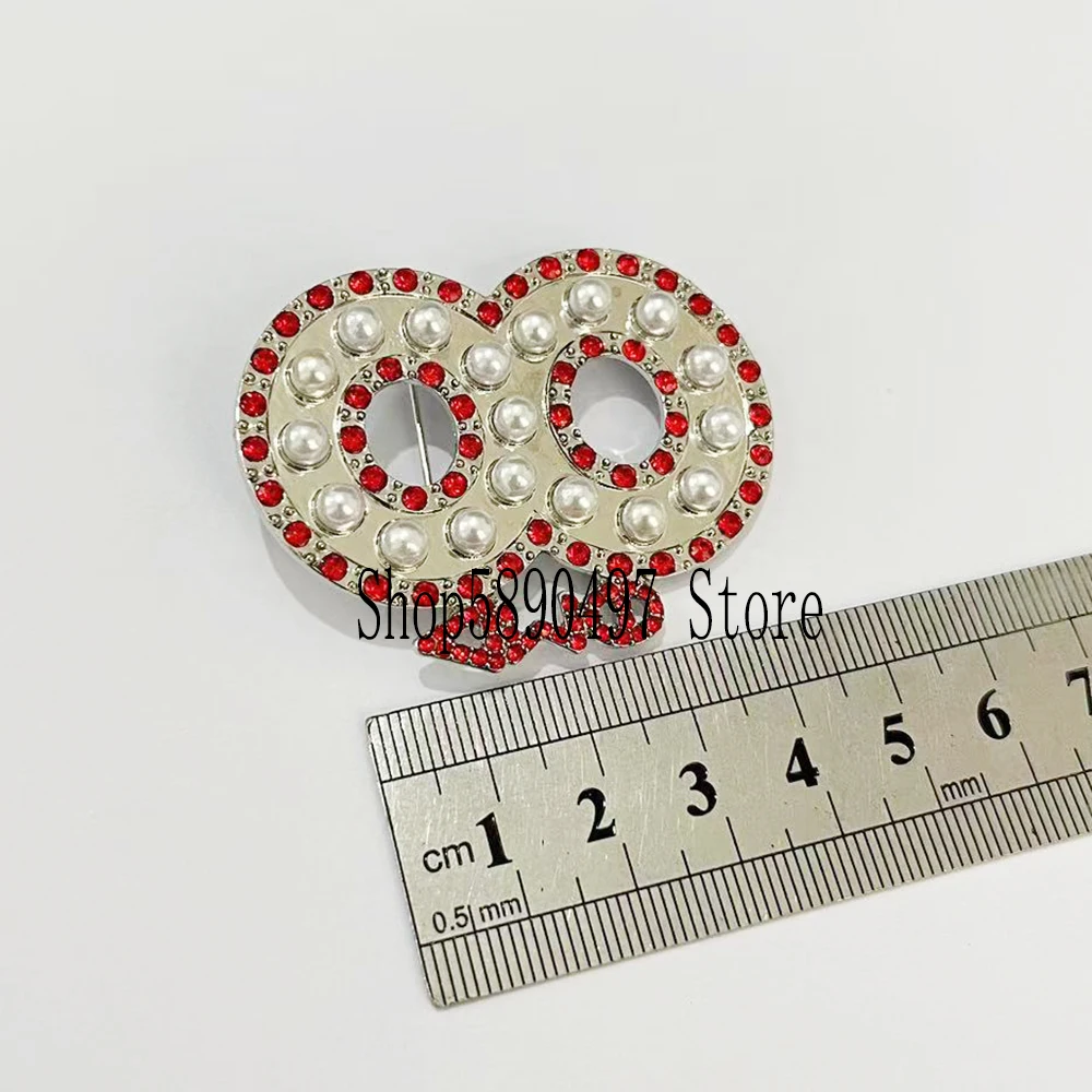 Delta Greek numerals inlaid red and white rhinestones women's brooch