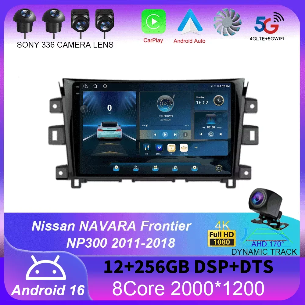 Android 16 Carplay Auto Radio de coche para Nissan NAVARA Frontier NP300 2011-2018 reproductor de vídeo Multimedia estéreo GPS 360 cámara de Audio