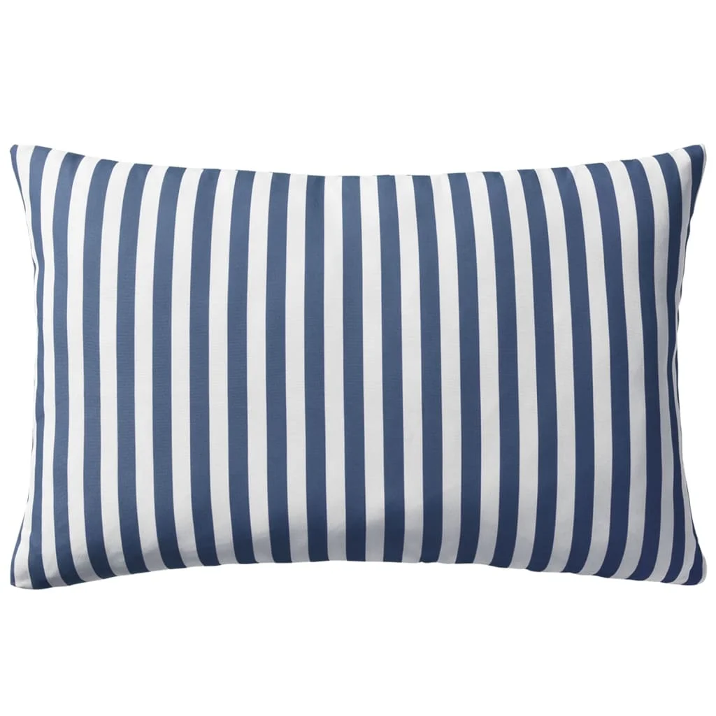 2 PCs Navy Blue Striped Outdoor Cushions 60x40 cm