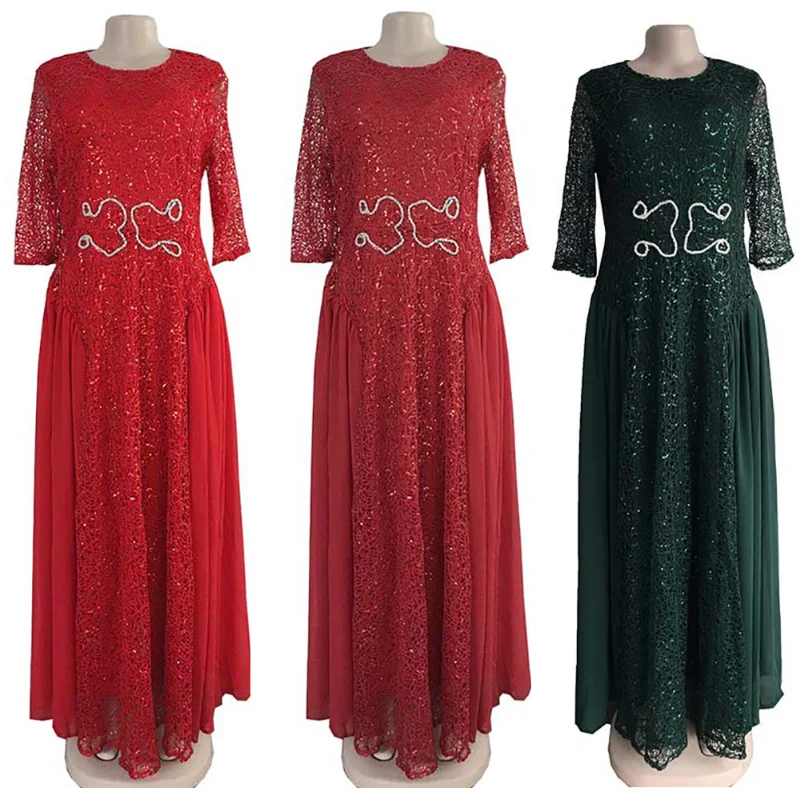 African Lace Chiffon Dresses For Women Plus Size Ankara Dashiki Maxi Robe Dubai Turkey Sequin Abaya 2023 Wedding Party Dress