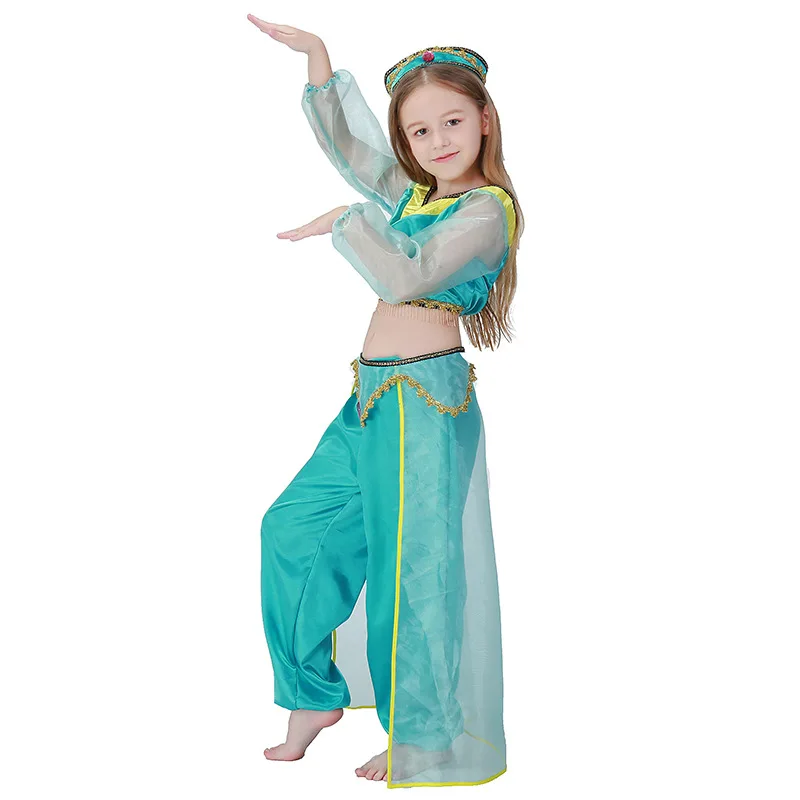 Girls Jasmine Princess Costume For Girls Dress Party Cosplay Aladdin Lamp Kids Set Outfits Clothing Halloween Fancy Dress