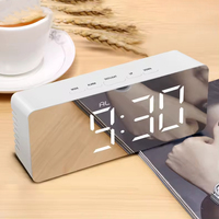 LED Mirror Digital Alarm Clock Snooze Time Electronic Large Time Temperature Display Night Mode Home Decoration Clock