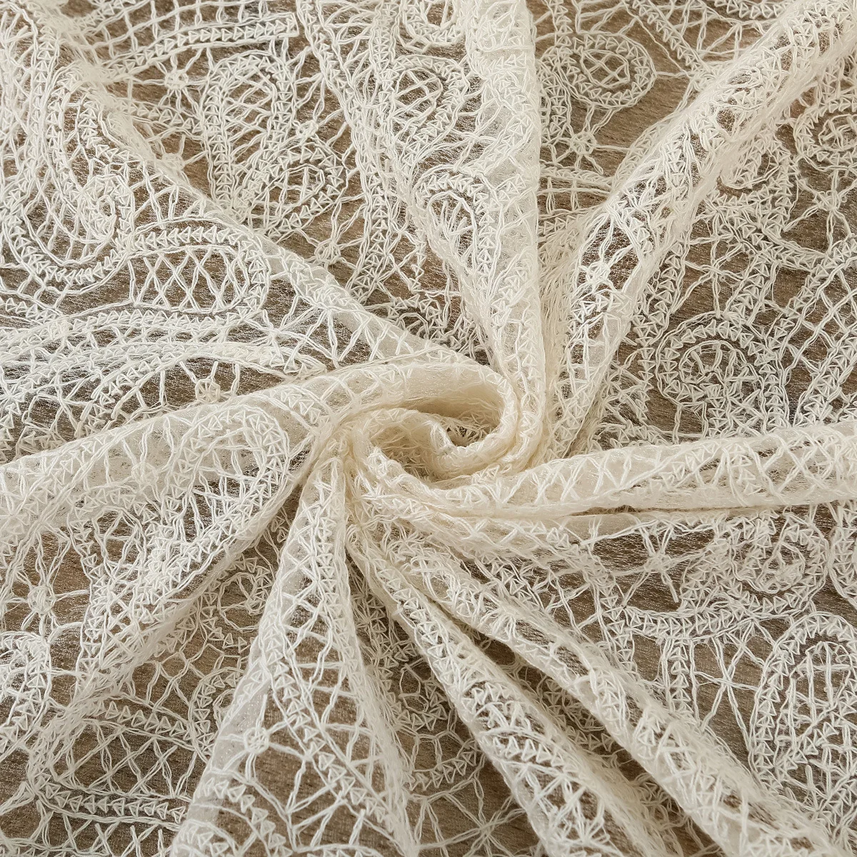 High quality water-soluble cotton thread mesh floral embroidery fabric diamond embroidery lace fabric full material 130cm width view 2